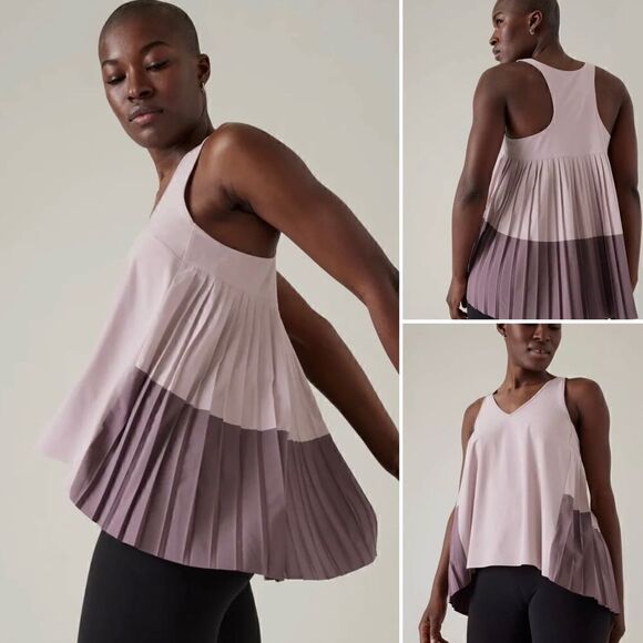 Athleta Swing Forward Pleated Tank Top Size Small Mauve Lavender NWT $109 - Picture 1 of 12